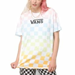 Vans Womens Wavy Check Popsicle Tie Dye Oversized Crew T Shirt