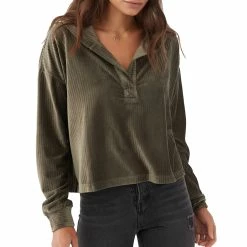 O'Neill ONeill Womens Likely Hooded Velour Rib Pullover